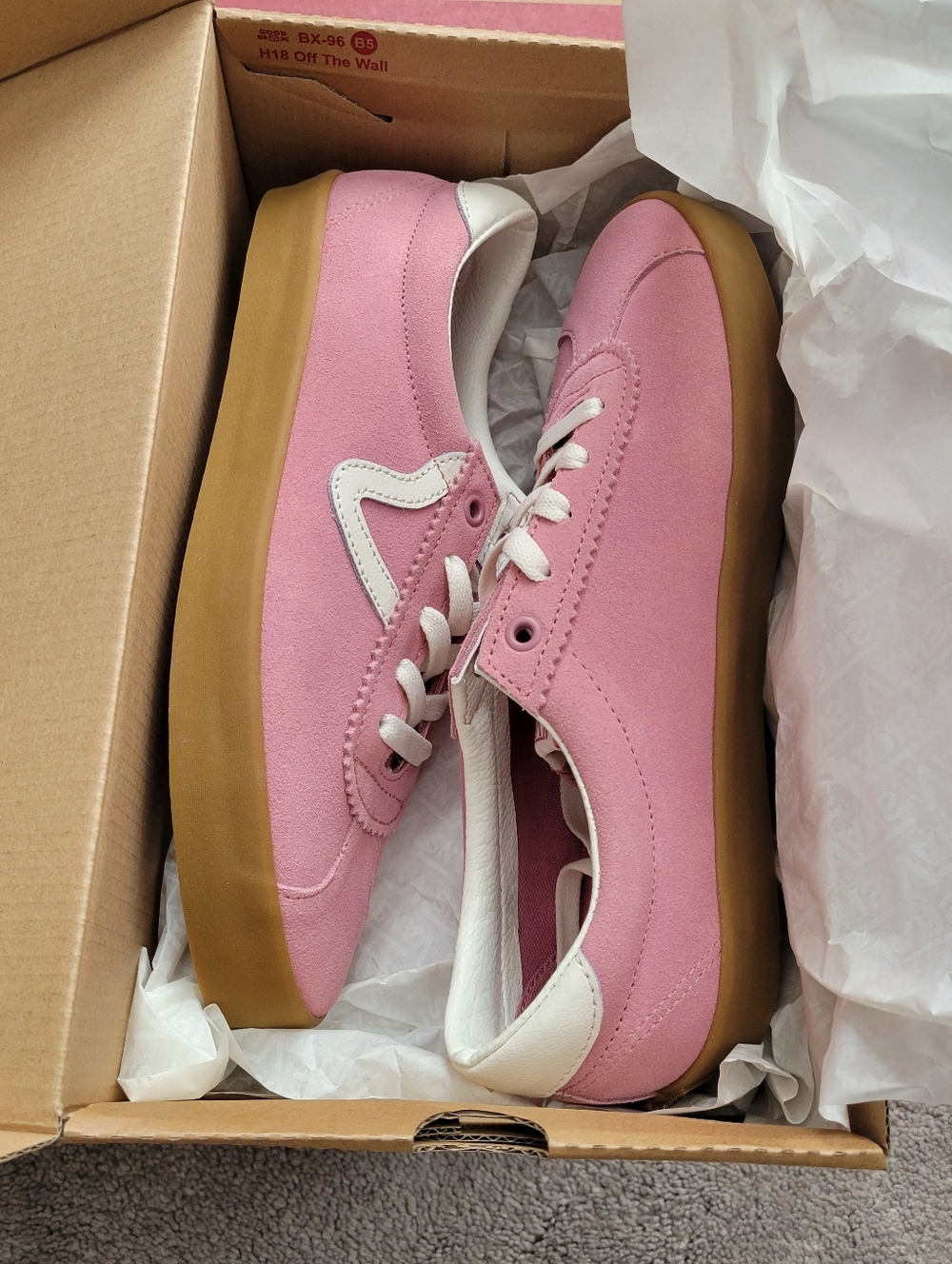 Vans Pink Suede Low-Top Sneakers with Gum Sole size 9.5 womens